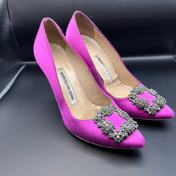 Manolo Blahnik Jewel Pumps 4” in pink. - Picture 3 of 13